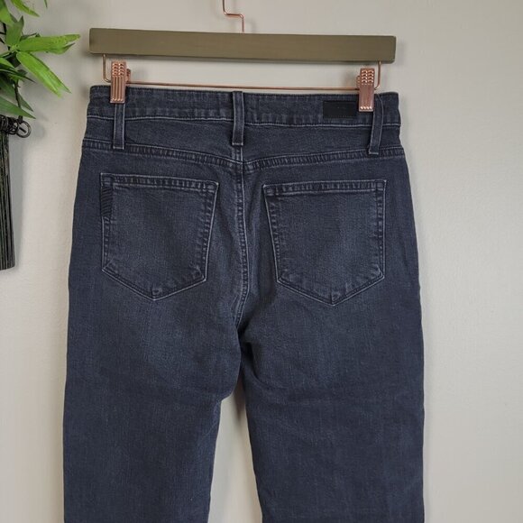 Paige 27 Hoxton Straight Leg Ankle Black Moonlight Fog Side Frayed Cropped Jeans - Picture 9 of 16